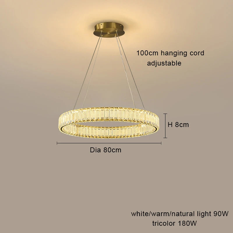 lustre led en cristal fantaisie lumière suspendue moderne