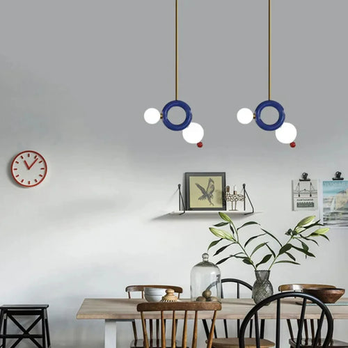 Art Deco metal ring pendant light - vue 3 sur 7
