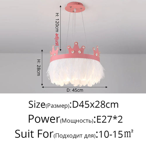 Simple nordic luxury chandelier with crystal feather pendant - vue 12 sur 12