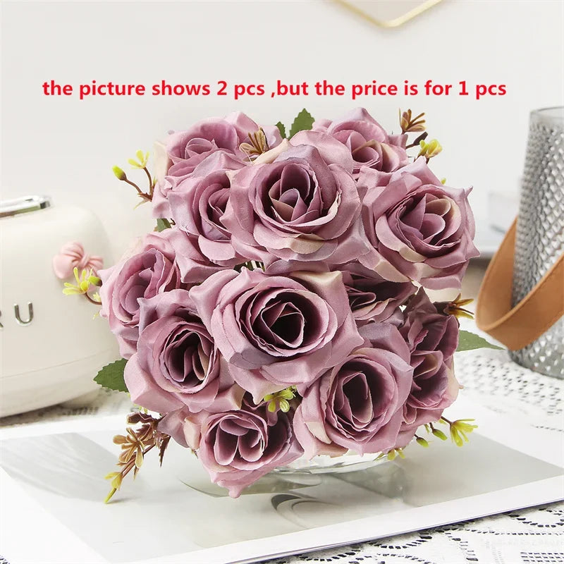 Decorative silk rose bouquet with honey fragrance for interior decor - vue 11 sur 12