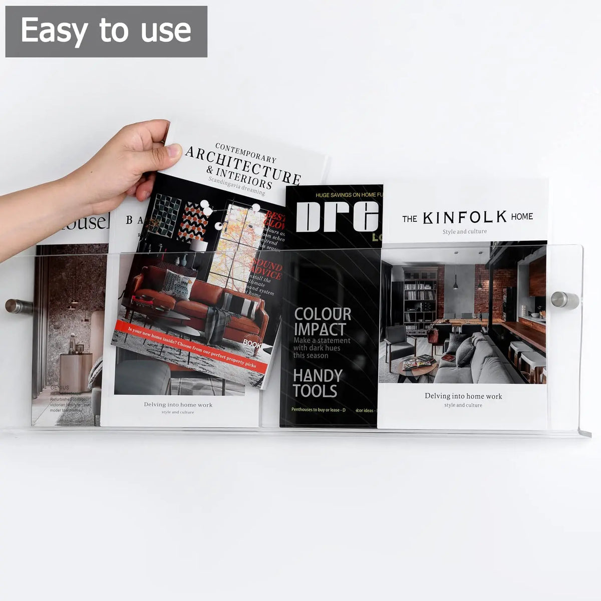 acrylic wall-mounted brochure holder for magazines and literature