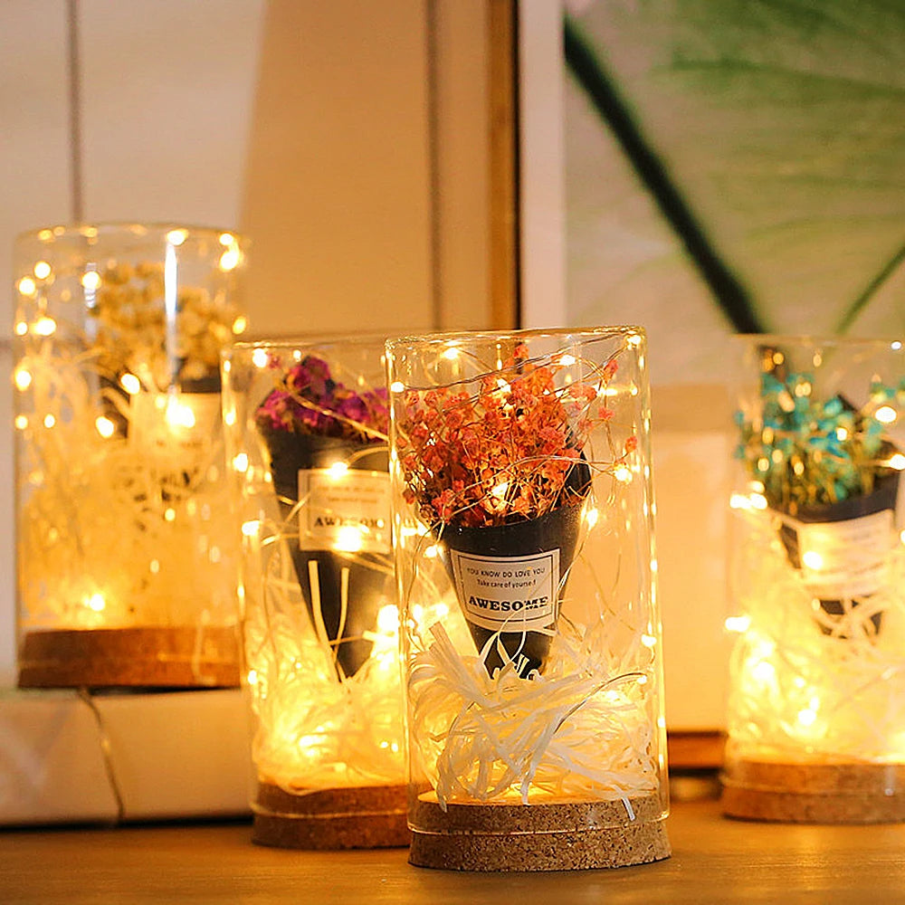 Copper wire LED string lights for parties and Christmas - vue 3 sur 11