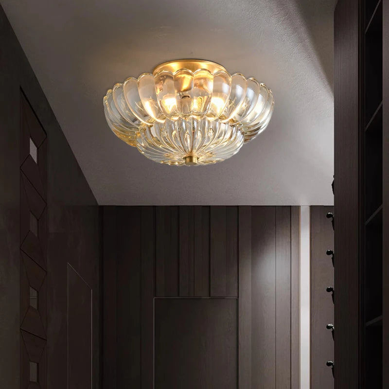Luxurious and creative European style American retro copper ceiling light - vue 3 sur 6