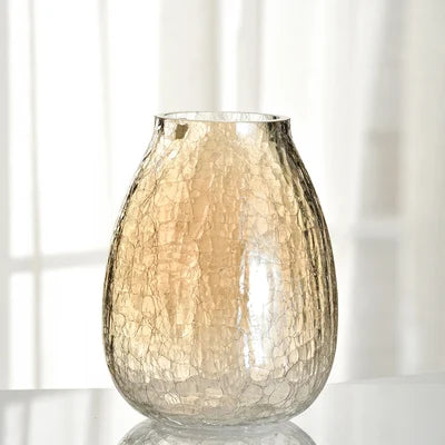 Light luxury handicraft ornaments, ice flower colored glass vase, large transparent glaze ware - vue 11 sur 11