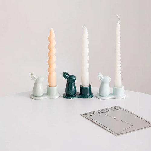 Decorative ceramic bunny candle holders for the home - vue 2 sur 11