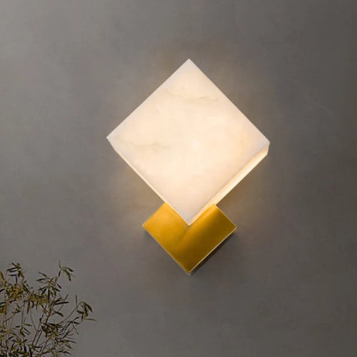 Modern nordic marble LED wall light in American gold bronze
