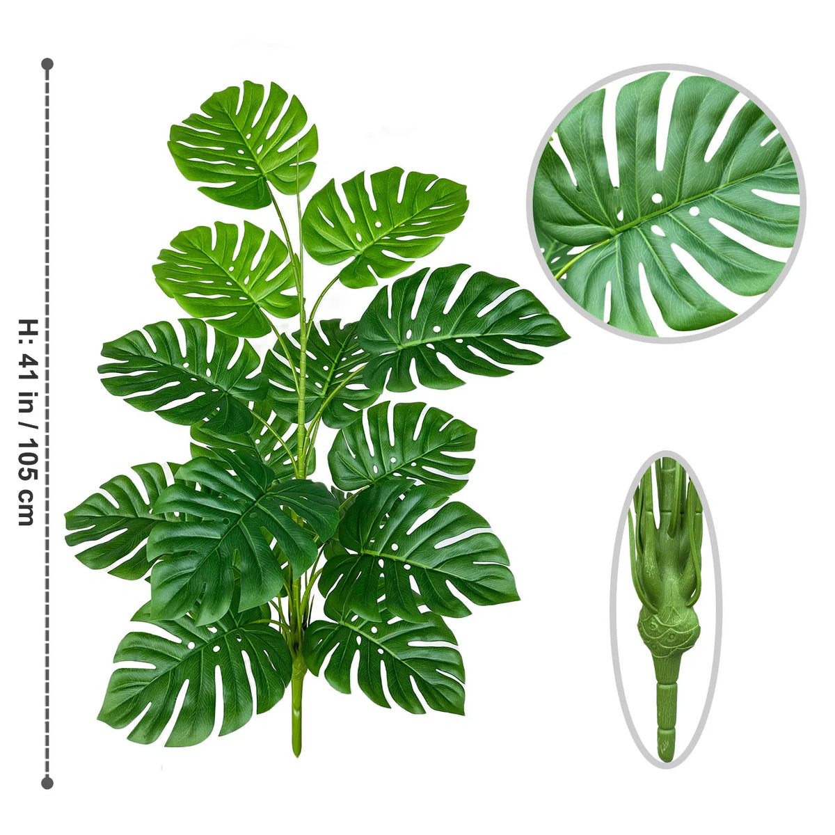 Artificial monstera plant with realistic leaves for indoor decoration - vue 21 sur 29