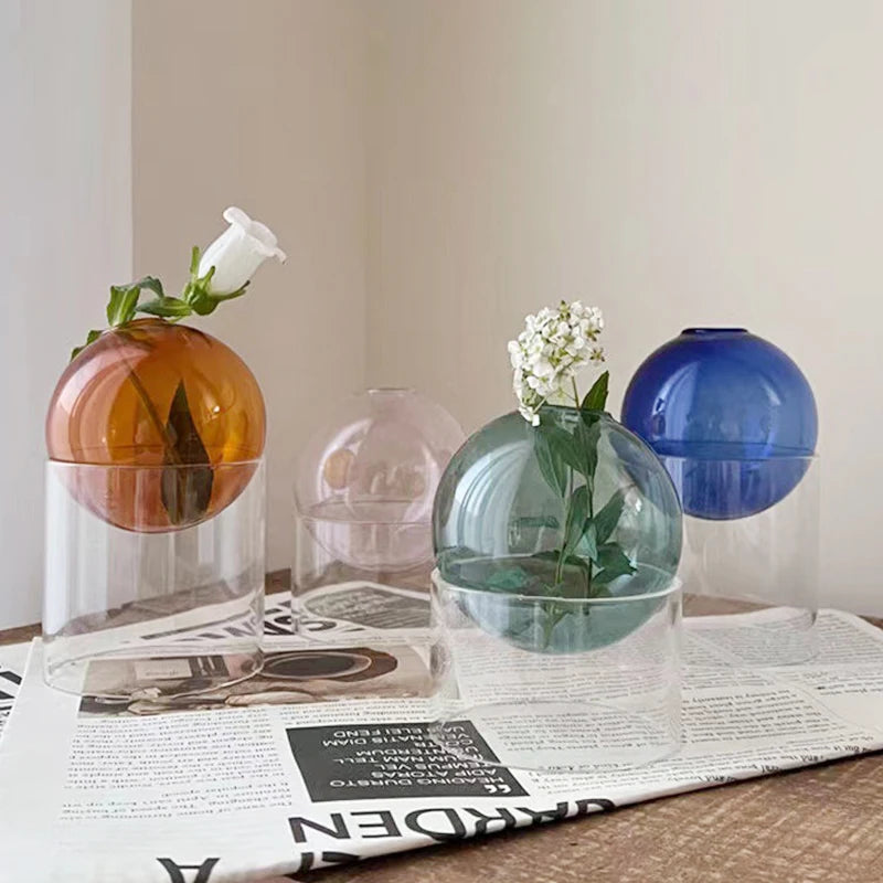 mini round glass vase for eco-friendly hydroponic decoration