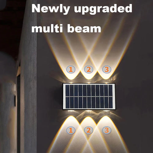 Modern solar LED waterproof wall light for outdoor garden, courtyard or street - vue 6 sur 14