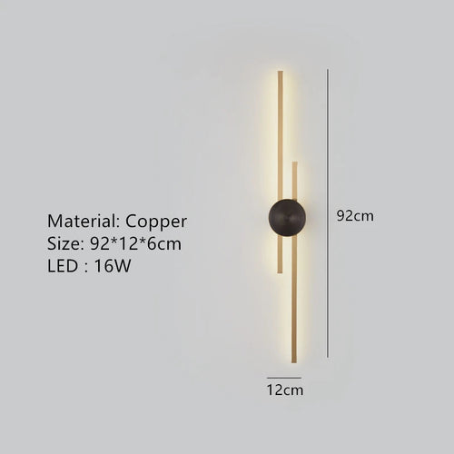 Minimalist brass LED wall light for restaurant and hallway - vue 17 sur 18
