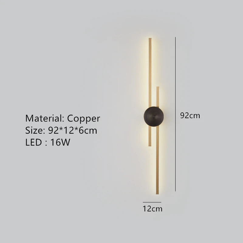 Minimalist copper LED wall light for ambient decoration - vue 12 sur 18