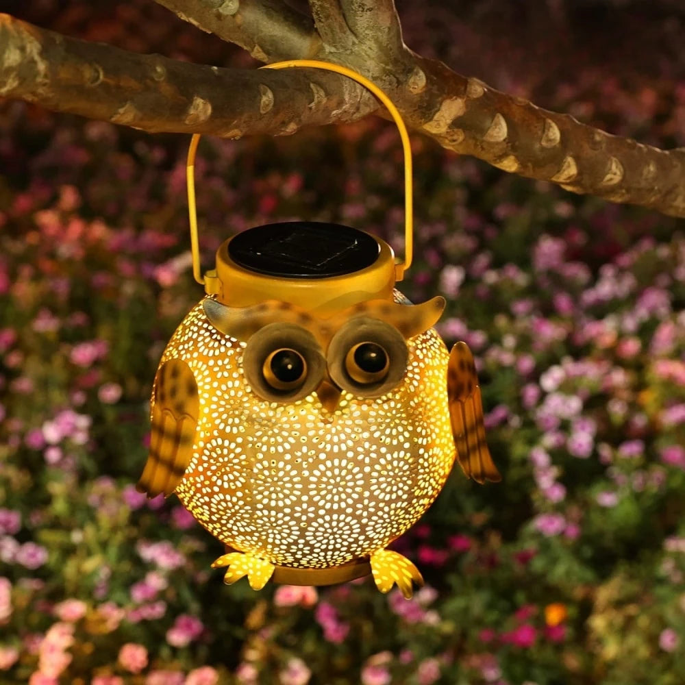 Decorative solar owl lanterns for outdoor garden