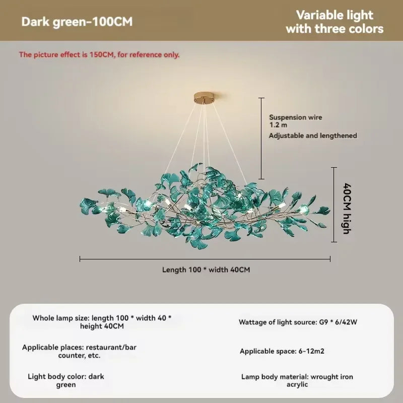 Artpad Nordic romantic chandelier with acrylic leaves for the home - vue 9 sur 21