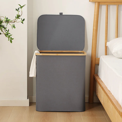 foldable laundry basket with oxford fabric lid - vue 2 sur 17