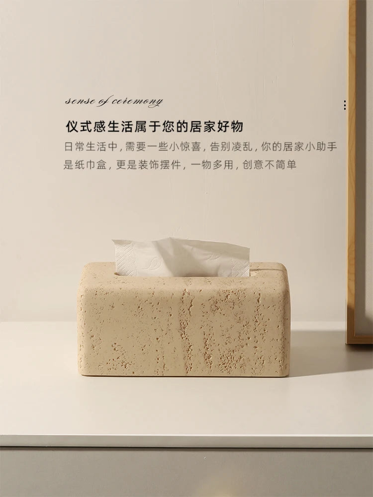 modern marble tissue box elegant and lightweight design - vue 2 sur 6