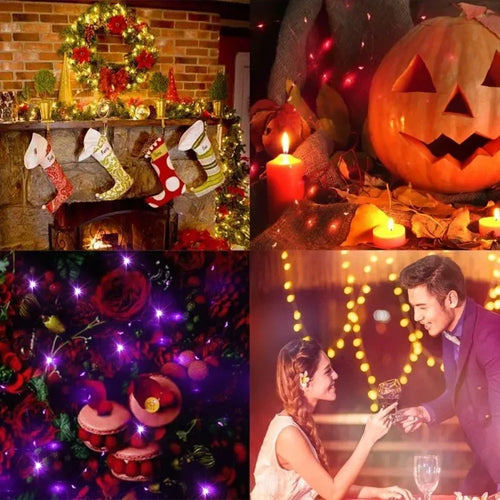 Copper wire LED string lights for festive decoration - vue 6 sur 14