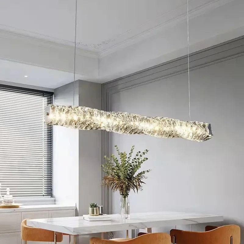 Modern crystal chandelier with dimmable remote control for restaurants - vue 4 sur 22