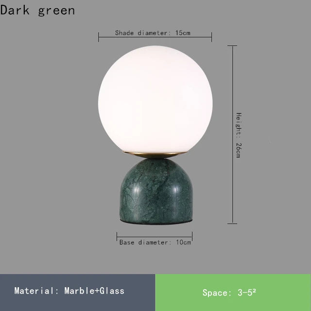 Contemporary design marble and glass table lamp