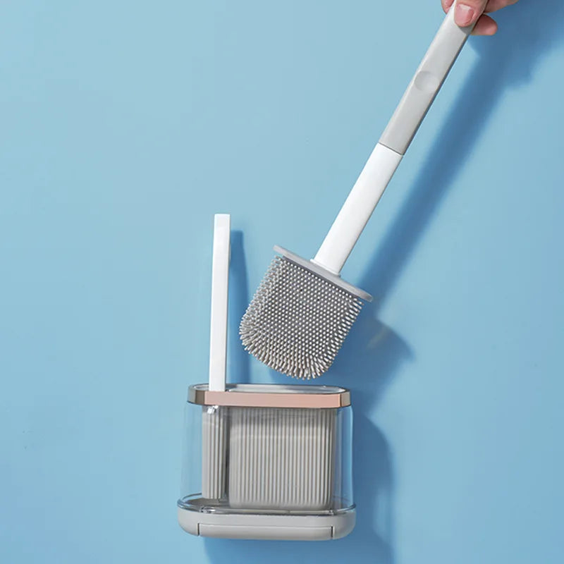 Toilet brush set with wall-mounted holder for bathroom - vue 4 sur 8