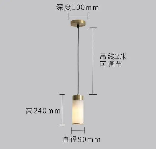 Retro copper pendant light with marble shade for indoor and garden
