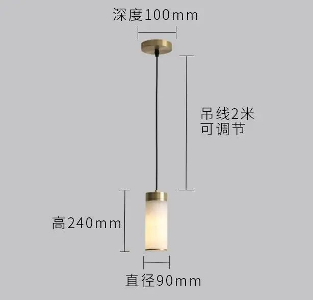 Retro copper pendant light with marble shade for indoor and garden