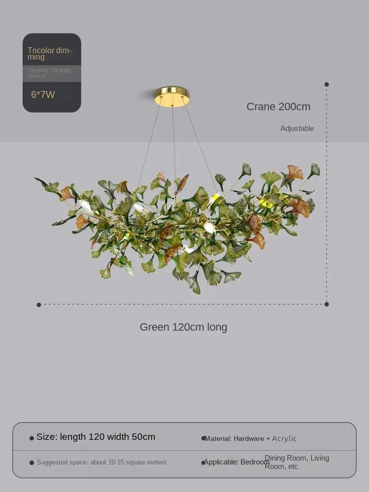 Custom glass ginkgo modern pendant light for elegant lighting - vue 16 sur 16