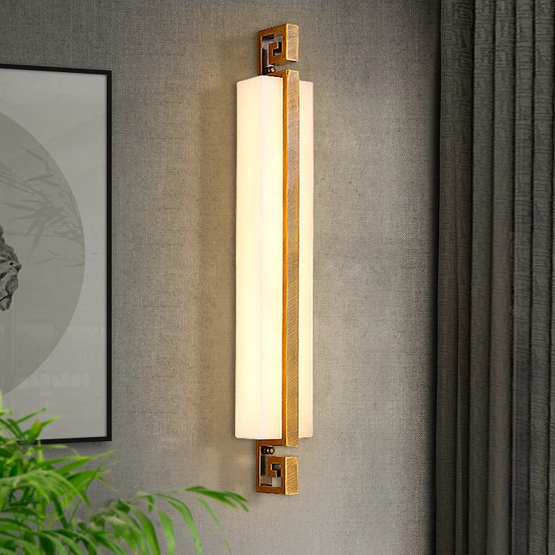Modern marble and copper wall light with elegant design