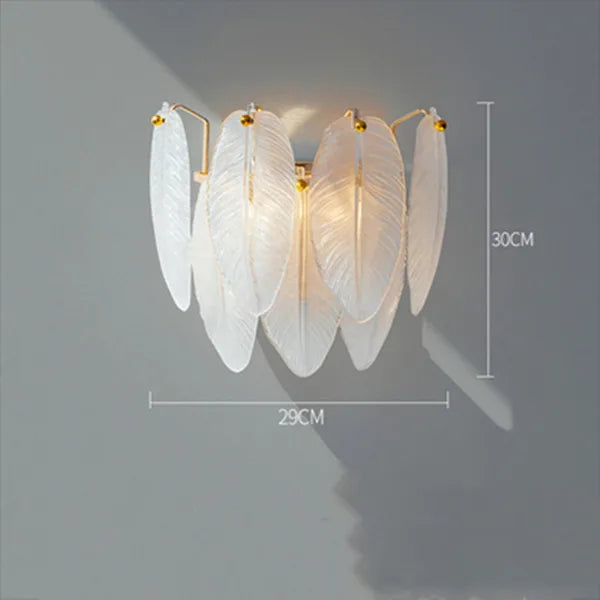 Modern glass chandelier with feathers and LED light