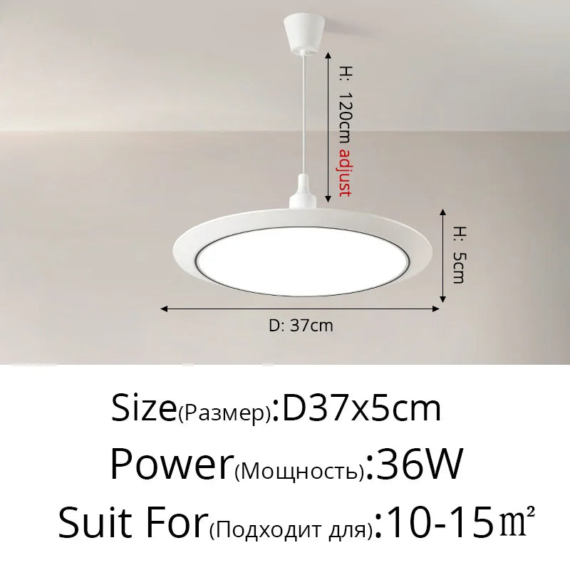 Ultra-thin modern minimalistic circular three-proof LED chandelier - vue 18 sur 22