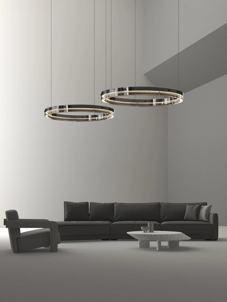 Modern Italian minimalist circular glass pendant light - vue 4 sur 11