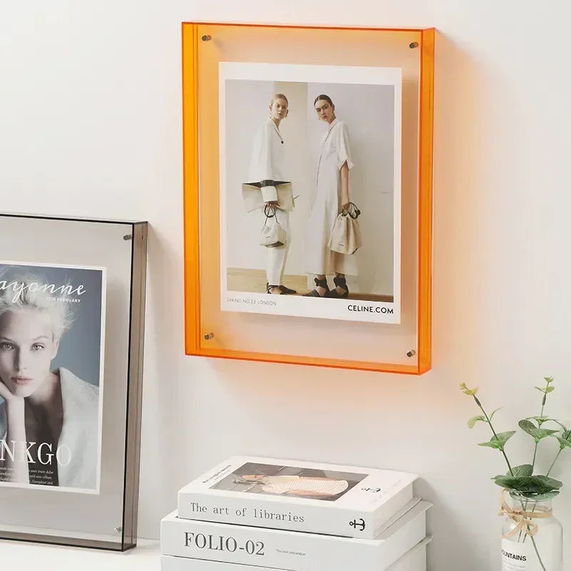 Transparent acrylic frame for photos and various decorations
