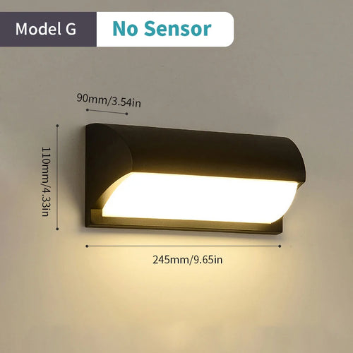 Outdoor LED wall light with automatic motion sensor