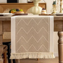 Waterproof polyester table runner with geometric pattern decoration