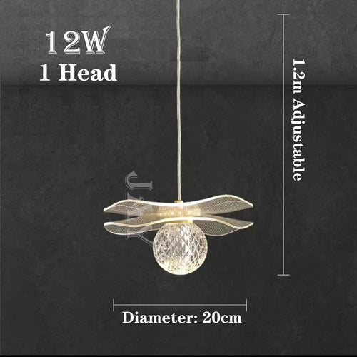 Customisable modern lotus leaf crystal pendant light - vue 9 sur 13