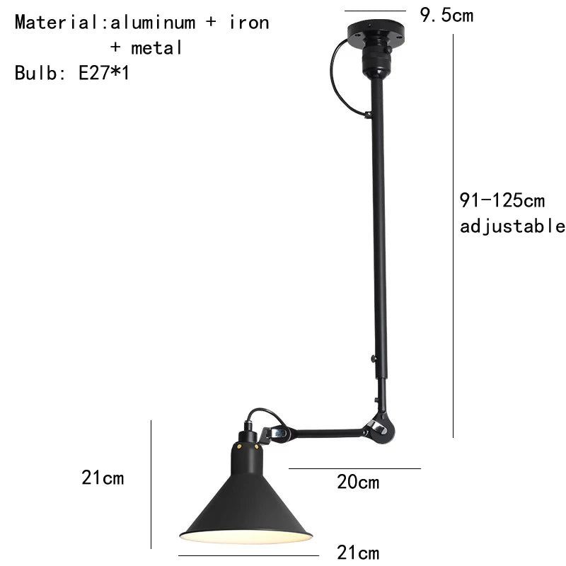 Retro American style chandelier with adjustable lampshade for reading light - vue 20 sur 21