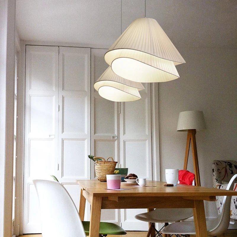 Minimalist fabric LED pendant lamp nordic art design - vue 3 sur 10