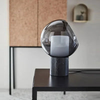 designer marble desk lamp with modern glass shade
