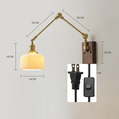 iwhd Copper swing arm LED wall light with pull chain switch - vue 16 sur 23