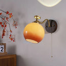 Wabi-sabi glass flower wall light with solid wood