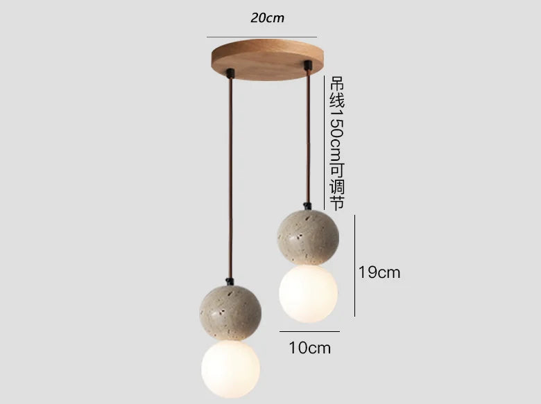 Retro nordic cave stone pendant light for restaurant - vue 8 sur 9