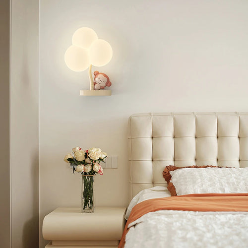 Creative bear and monkey wall lamp for baby - vue 4 sur 10