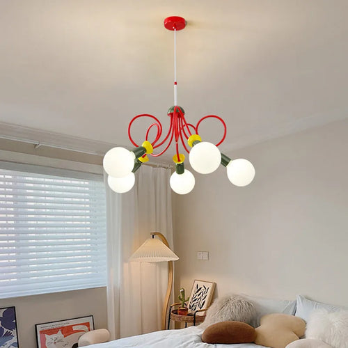 Colourful memphis design chandelier for children's room - vue 3 sur 9