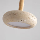 Travertine LED chandelier with natural stone pendant