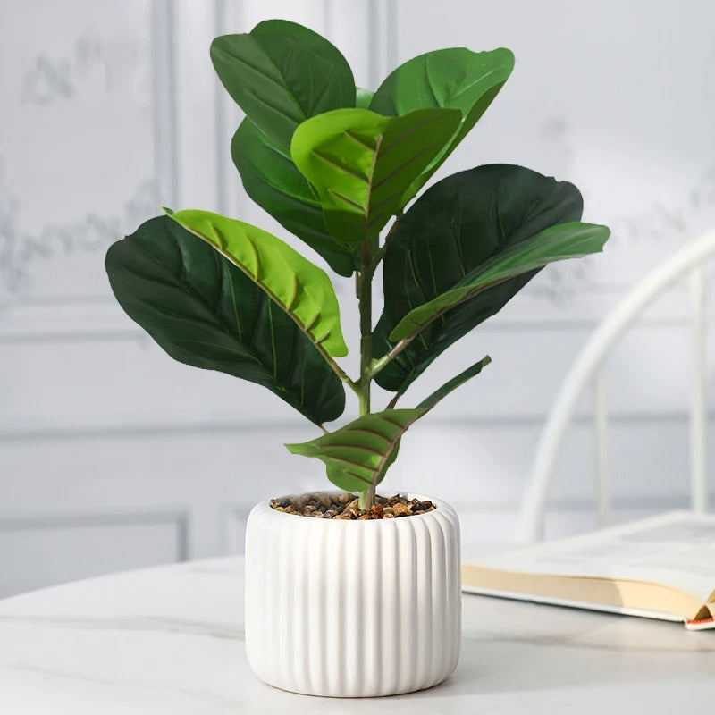 Faux ficus artificial tree tropical plastic plant for interior decoration