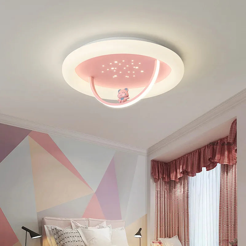 Cute bear star ceiling light for children's room
