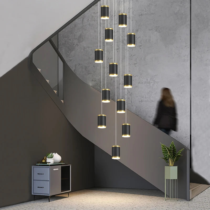 Modern LED chandelier for staircases and contemporary interiors