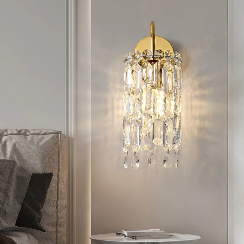 Elegant crystal LED wall light for interiors
