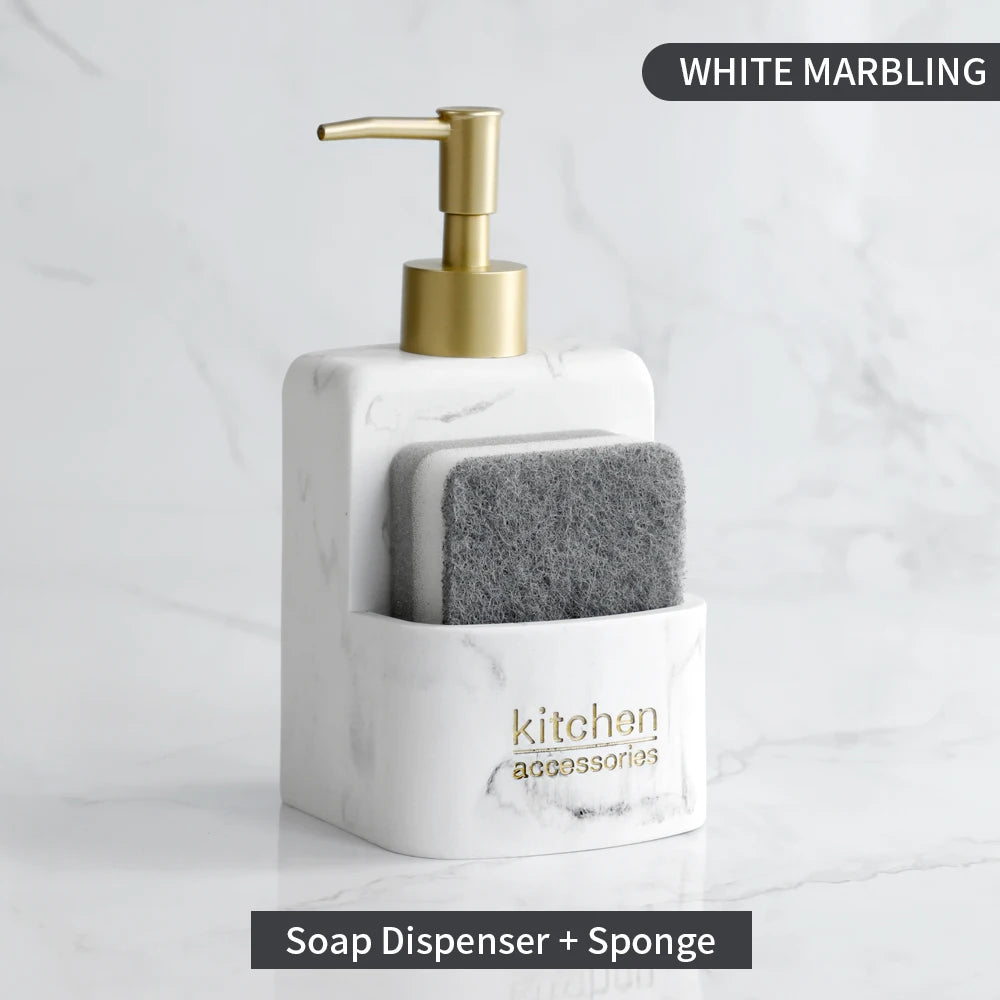 liquid soap dispenser with storage for kitchen accessories