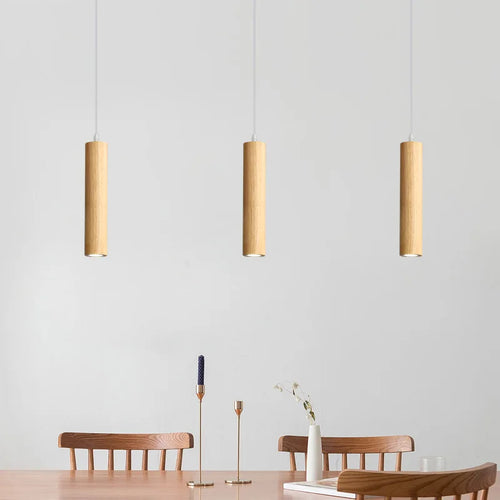 Modern wood pendant light for stylish interior lighting - vue 7 sur 8