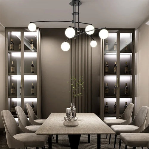 Modern LED glass chandelier Youlaike for living room and kitchen - vue 4 sur 12